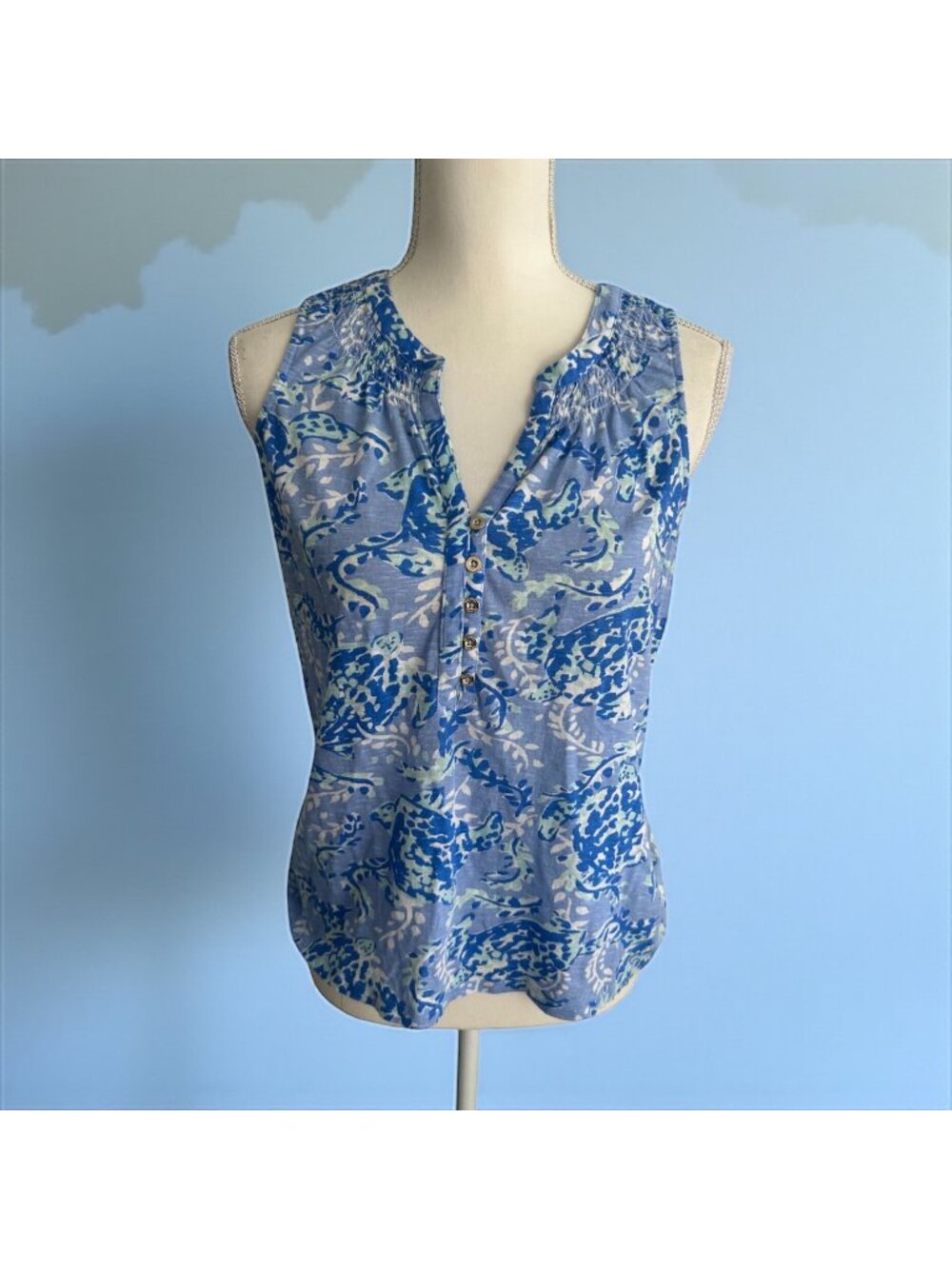 LILLY PULITZER Sea Turtle Blue Tank Top Size Small